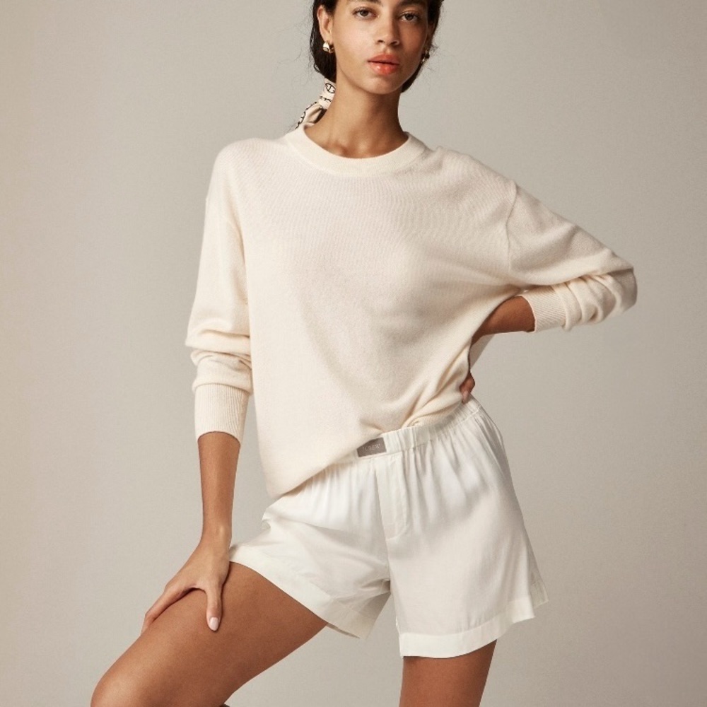 J.Crew soft shine boxer short - size L - white - NWT